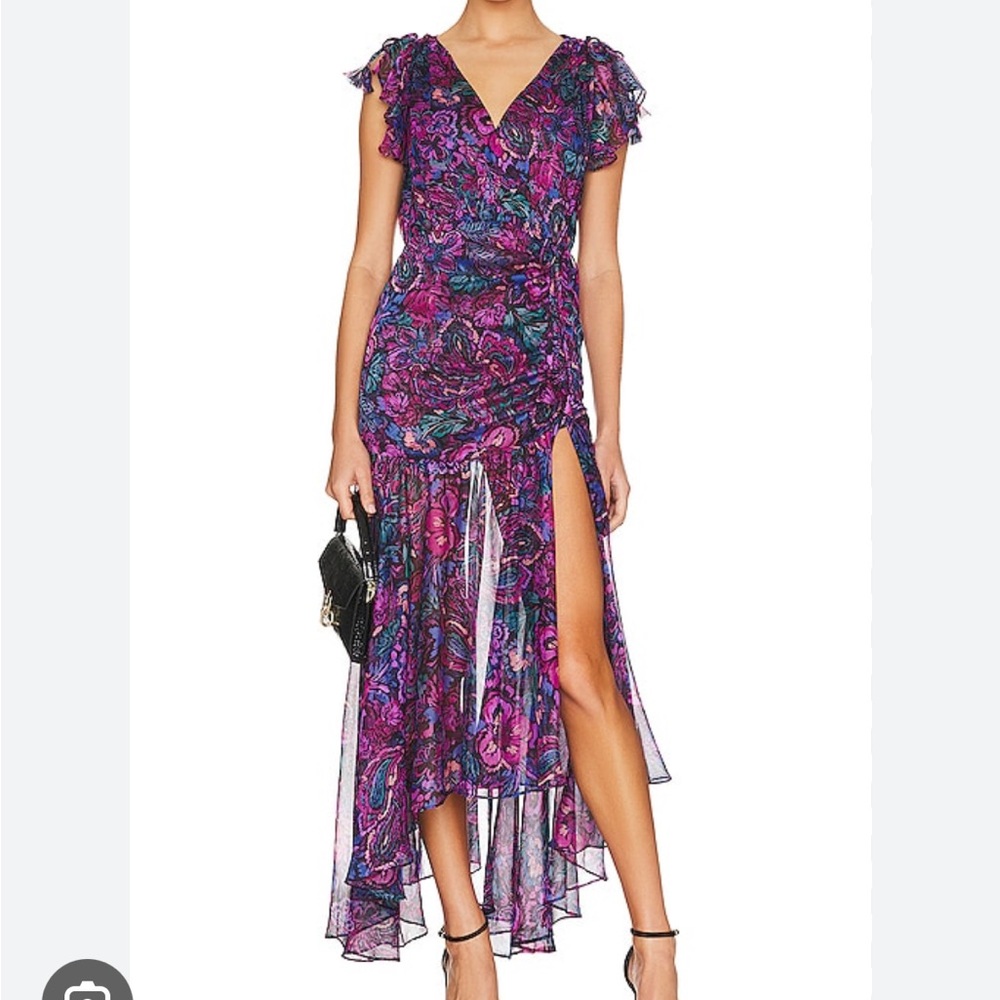 Misa Los Angeles Vibrant Purple Paisley Midi Dress